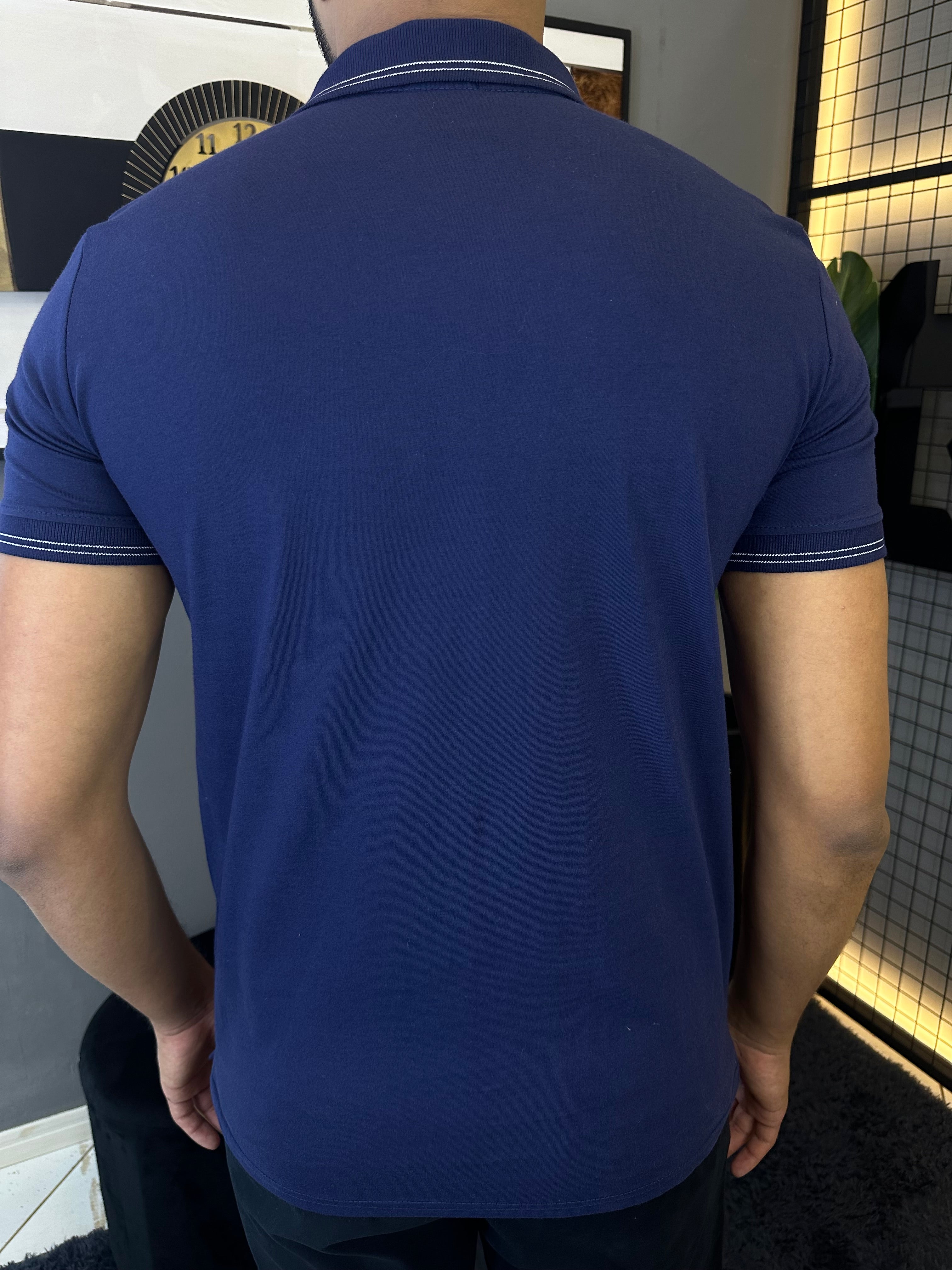 Gola Polo Malha com Punho - Azul Marinho