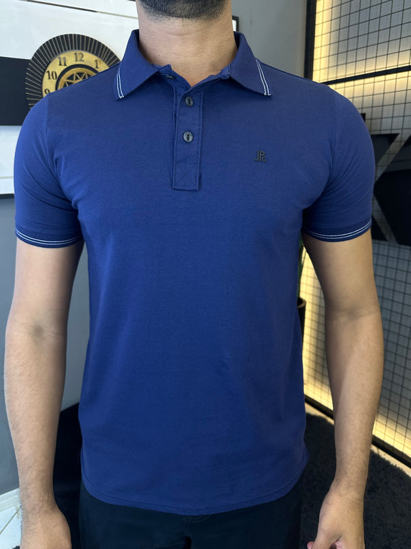 Gola Polo Malha com Punho - Azul Marinho