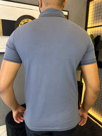 Gola Polo Malha com Punho - Cinza