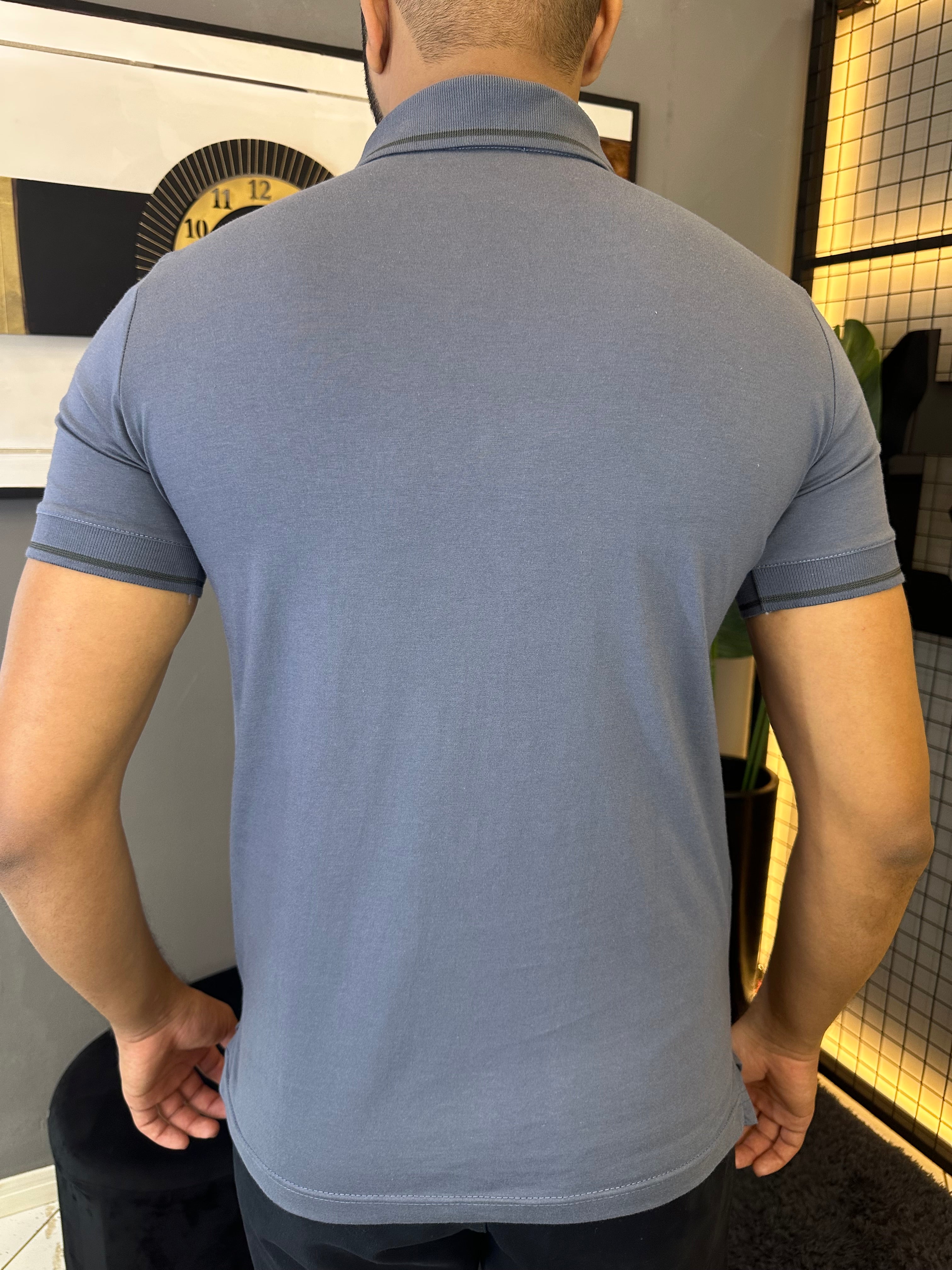 Gola Polo Malha com Punho - Cinza