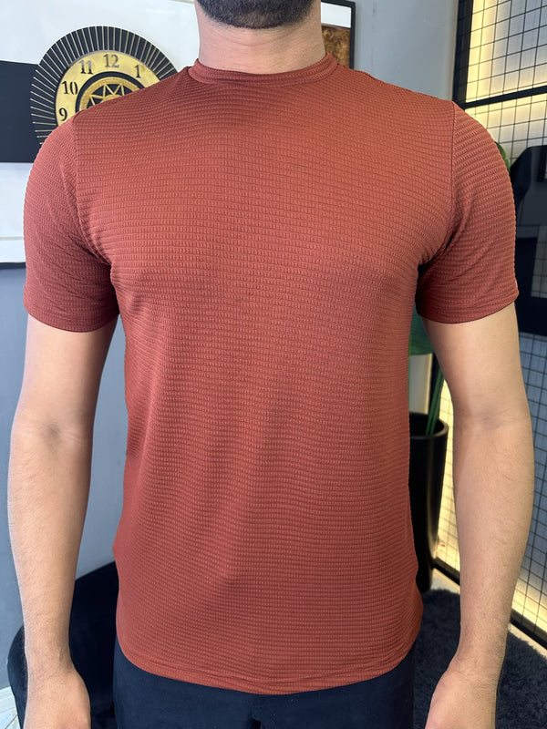 Camiseta Texturizada Tijolinho - Marrom