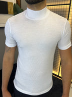 Camisa Ribana Gola Alta Manga Curta