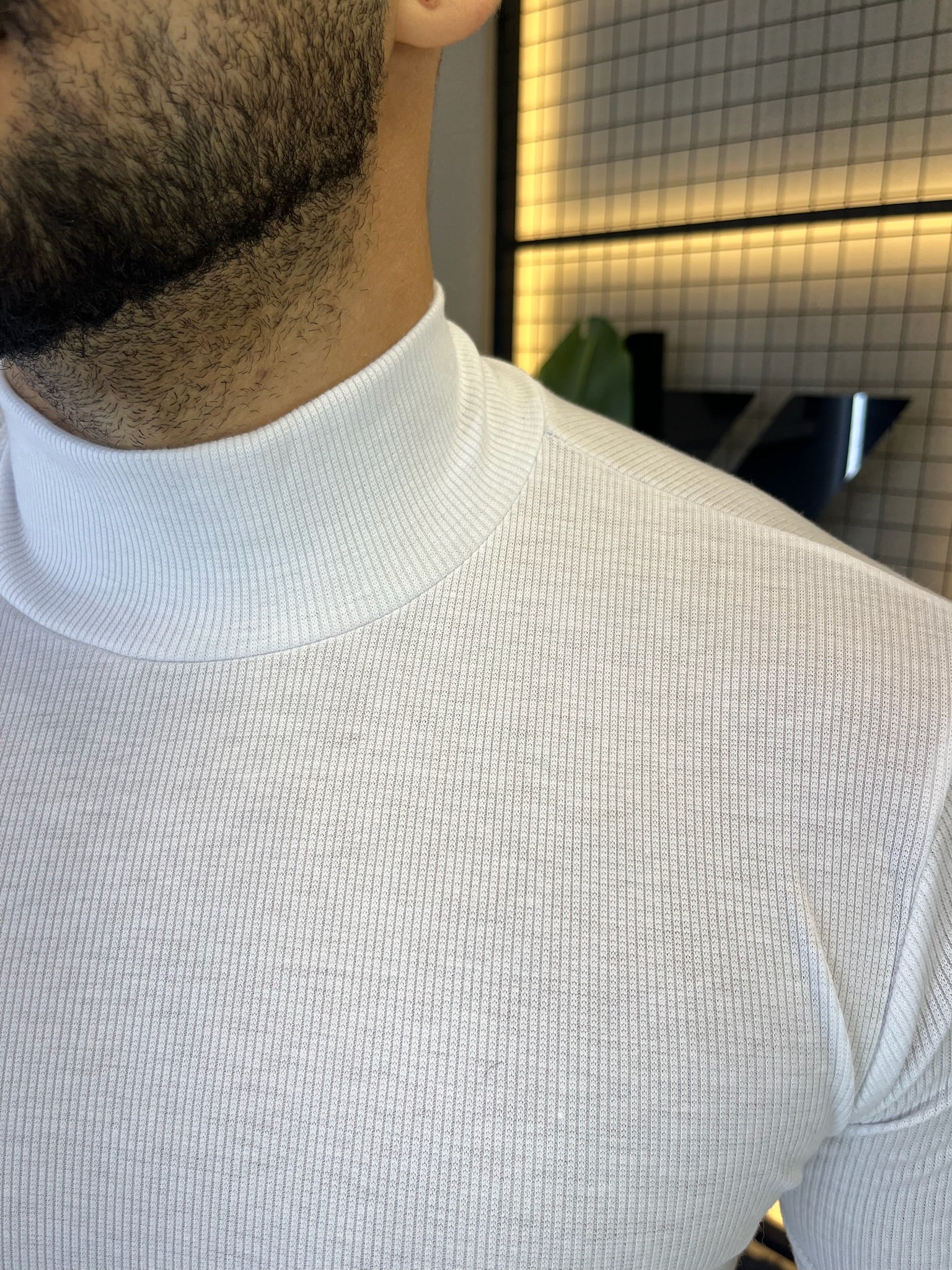 Camisa Ribana Gola Alta Manga Curta