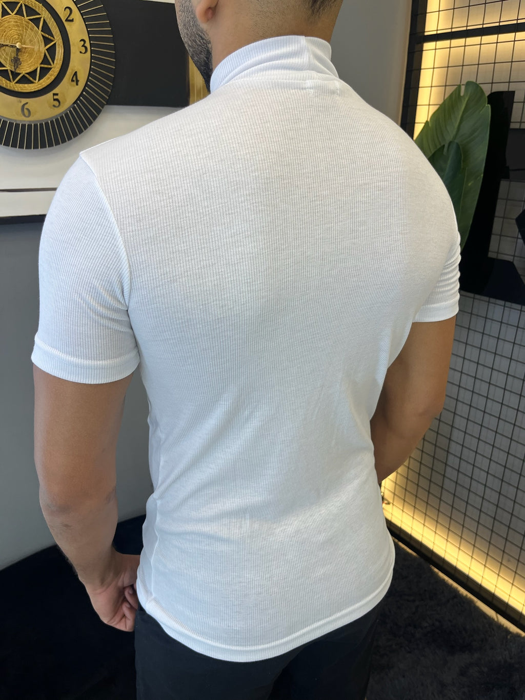 Camisa Ribana Gola Alta Manga Curta