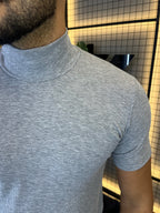 Camisa Ribana Gola Alta Manga Curta
