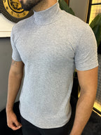 Camisa Ribana Gola Alta Manga Curta