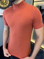 Camisa Ribana Gola Alta Manga Curta