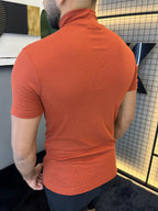 Camisa Ribana Gola Alta Manga Curta