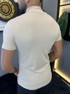 Camisa Ribana Gola Alta Manga Curta