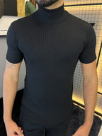 Camisa Ribana Gola Alta Manga Curta