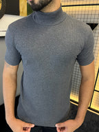 Camisa Ribana Gola Alta Manga Curta