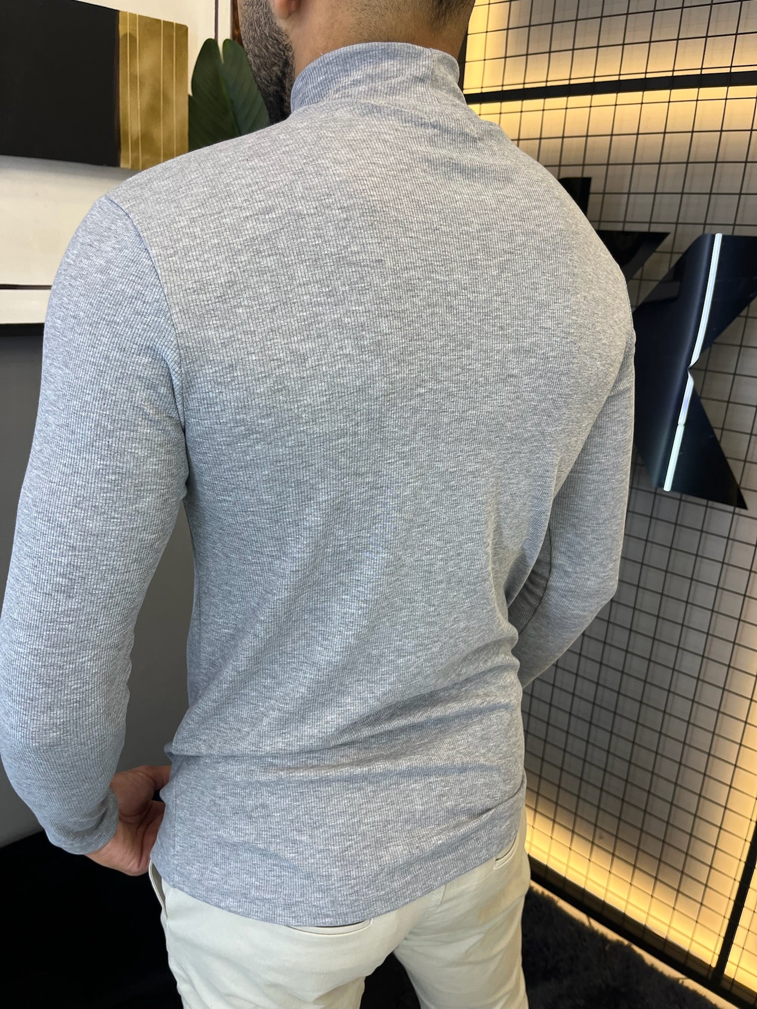 Camisa Ribana Gola Alta Manga Longa