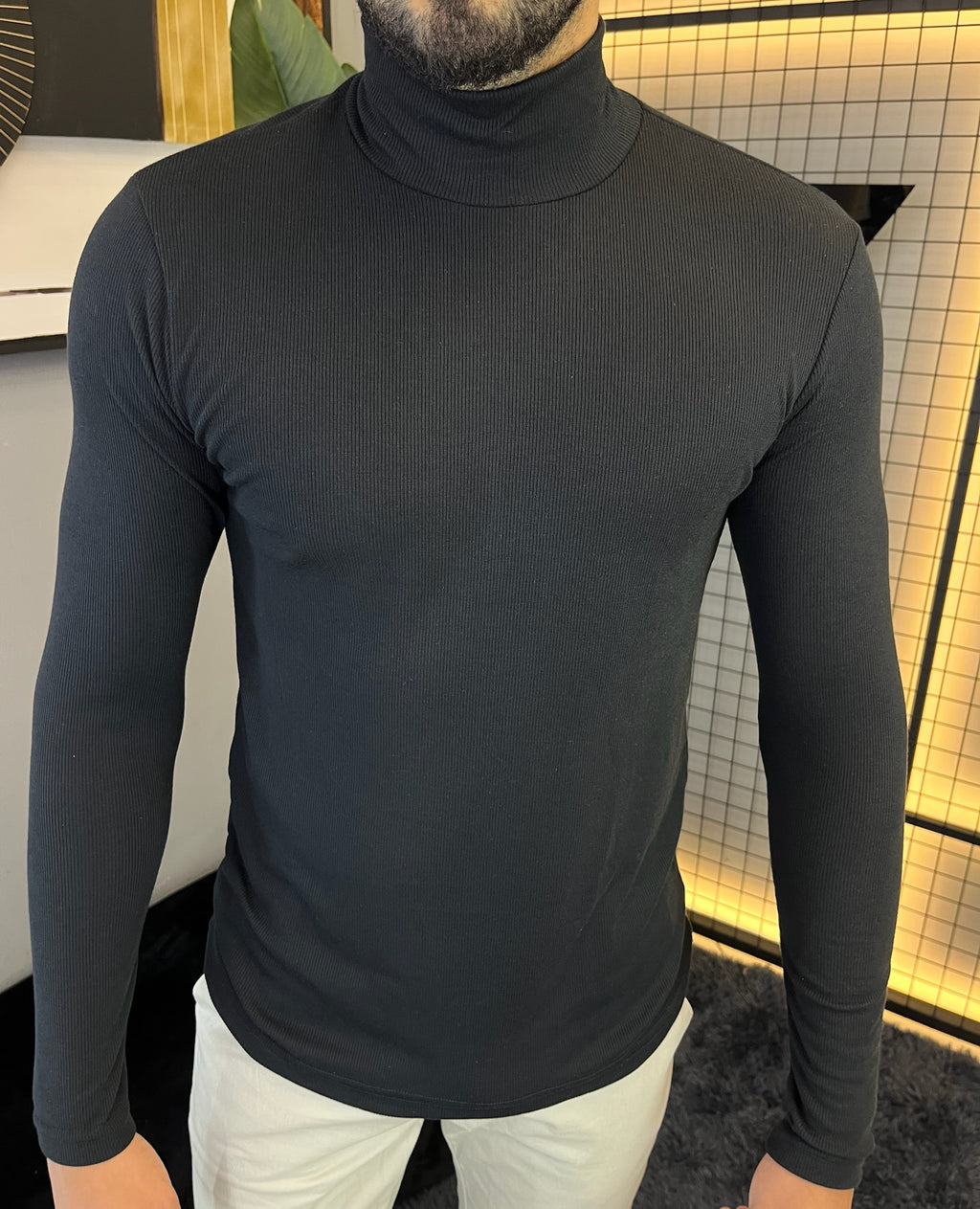 Camisa Ribana Gola Alta Manga Longa