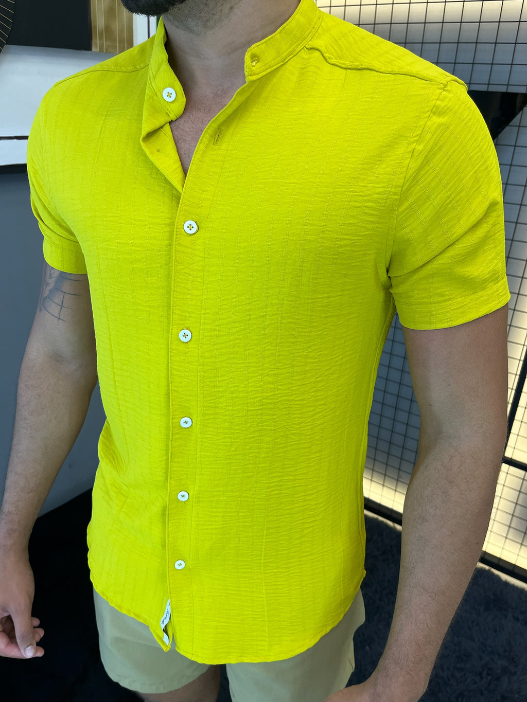 Camisa Gola Padre Dubai - Amarela
