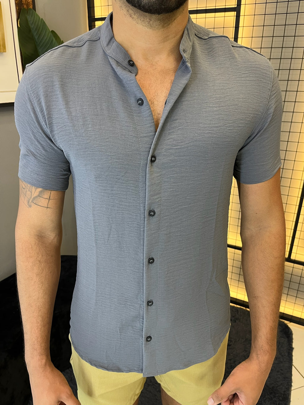 Camisa Gola Padre Dubai - Grafite