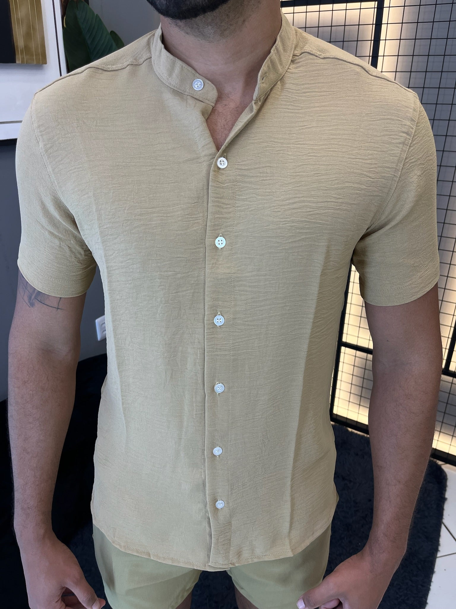 Camisa Gola Padre Dubai - Capuccino
