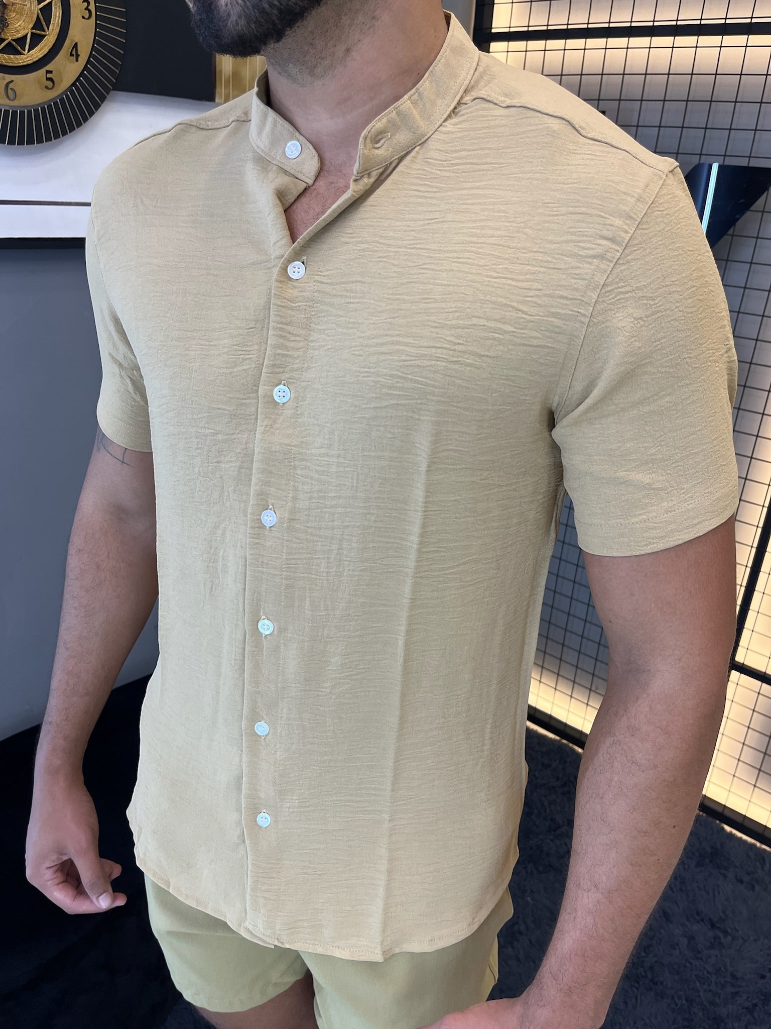 Camisa Gola Padre Dubai - Capuccino