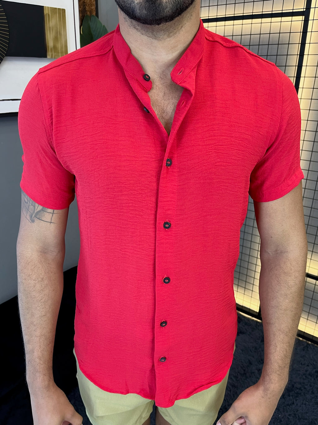 Camisa Gola Padre Dubai - Vermelha