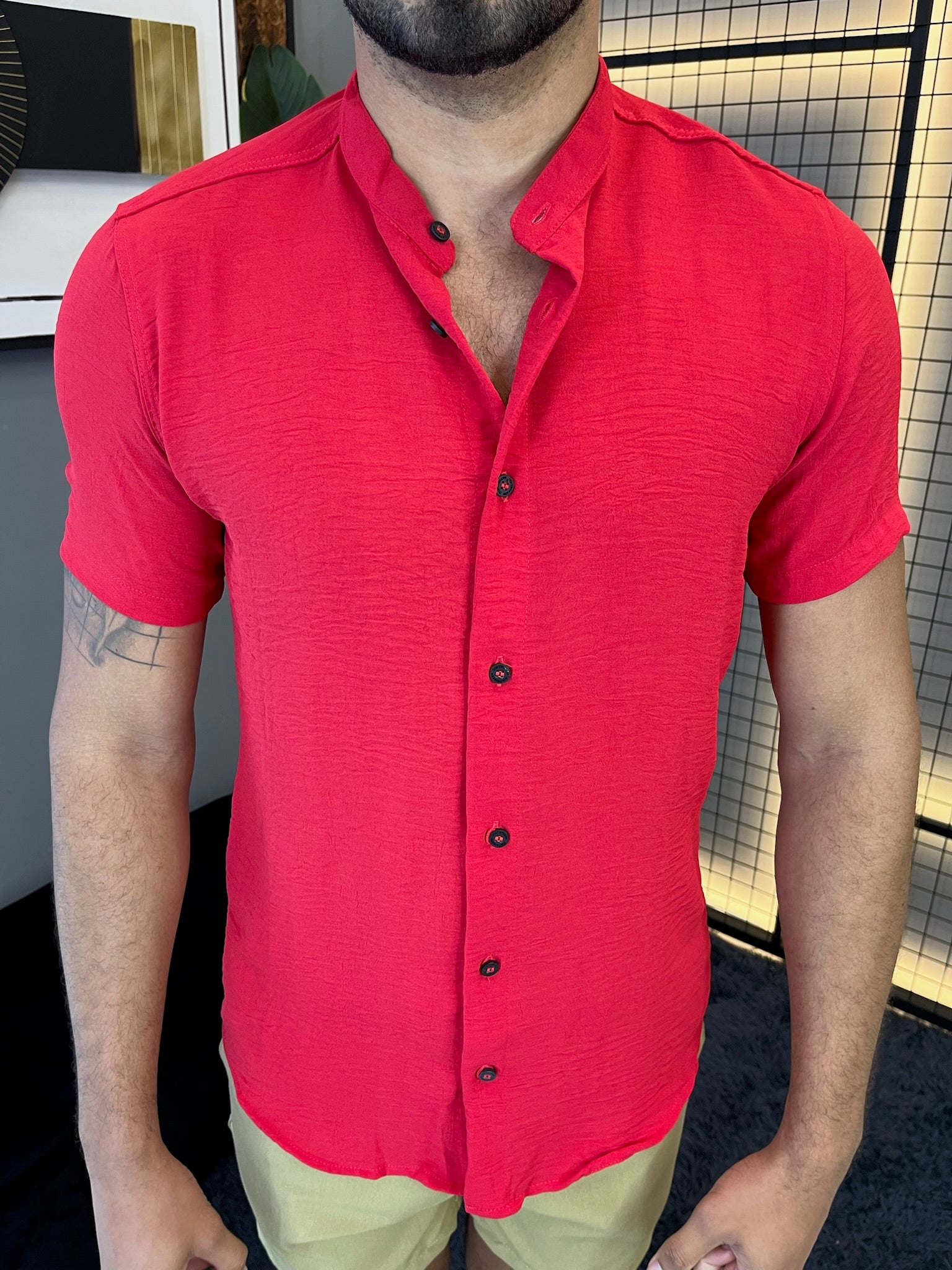 Camisa Gola Padre Dubai - Vermelha